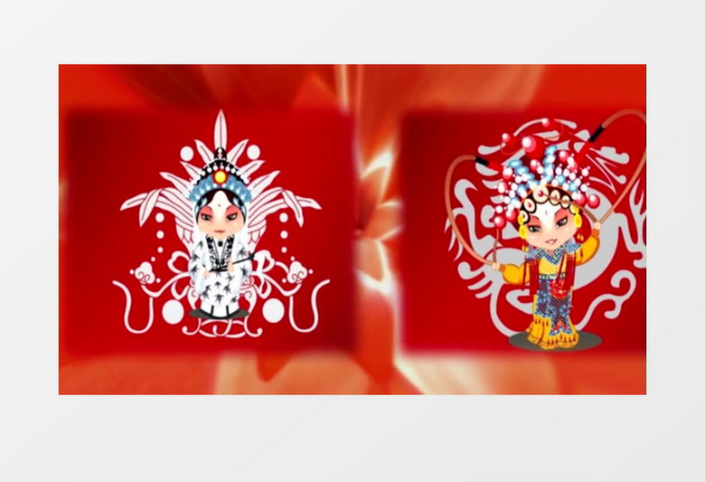 动画京剧戏曲脸谱展示视频素材