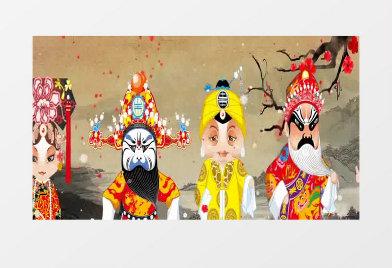 动画京剧戏曲脸谱展示视频素材