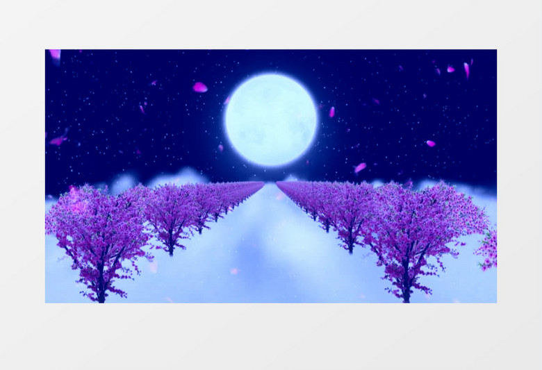 唯美月色桃花树(有音乐)背景视频
