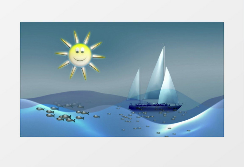 儿童卡通风格海洋帆船视频素材