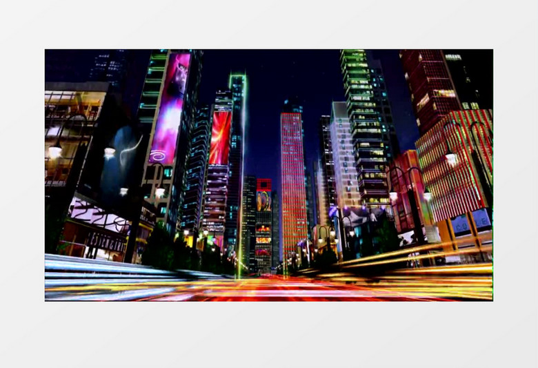 动态城市霓虹灯夜景高楼光线背景视频素材