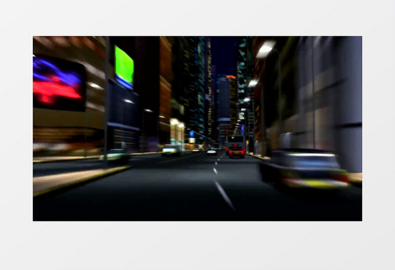 城市夜晚汽车穿梭穿越高楼道路视频背景素材
