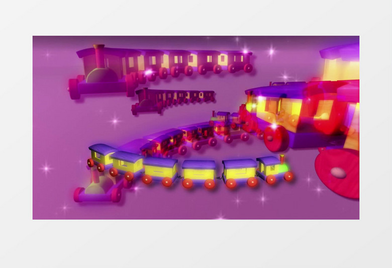 迷幻紫色背景小火车转动视频素材