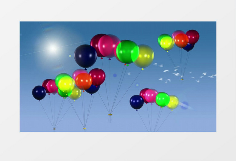 清新蓝天白云背景气球转动视频素材