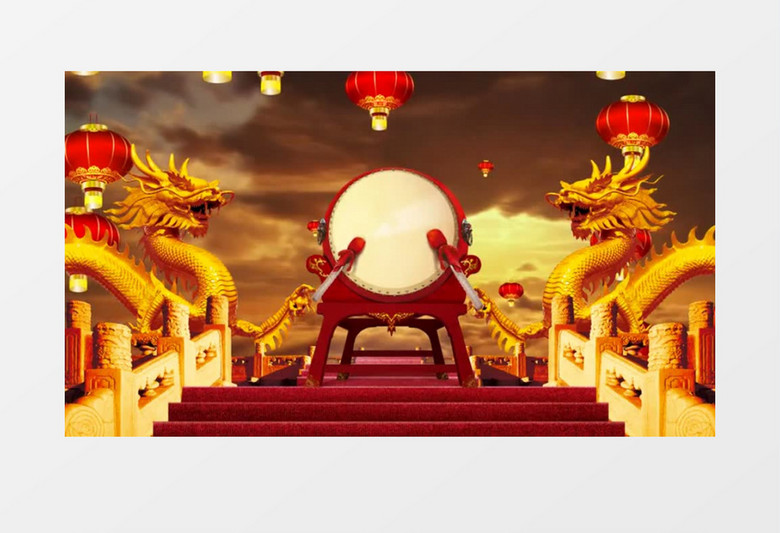 锣鼓飞扬大气开场背景视频素材