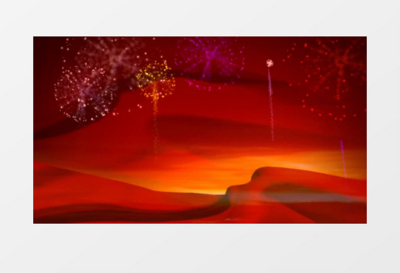动画动态新年红绸礼花节日背景视频素材