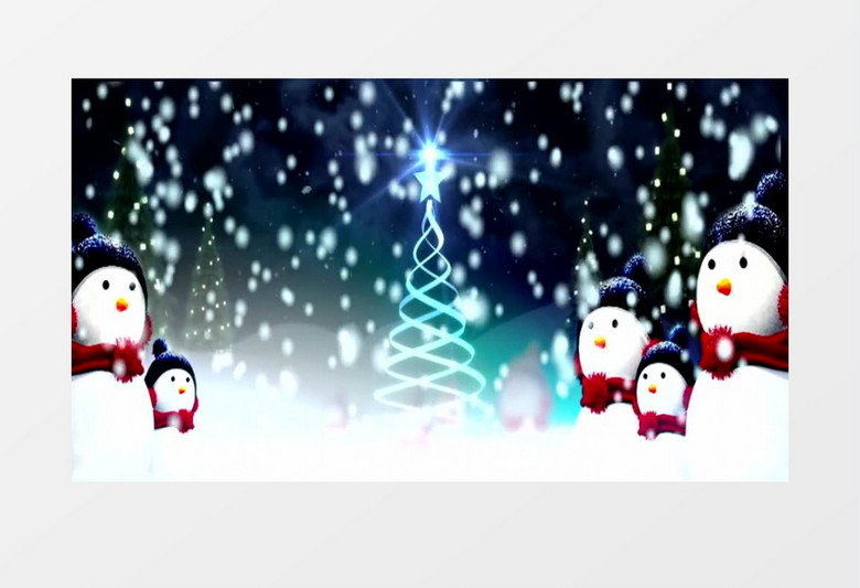 圣诞下雪雪人(有音乐)背景视频素材
