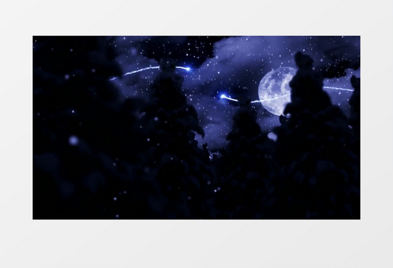 蓝色背景圣诞树月亮(有音乐)背景视频素材