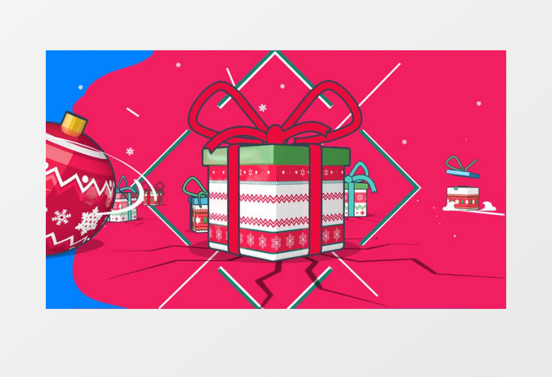 创意欢快节奏圣诞快乐礼物(有音乐)背景视频素材