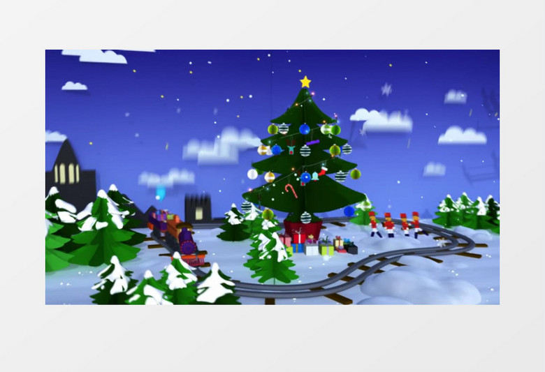 圣诞节动画(有音乐)背景视频素材