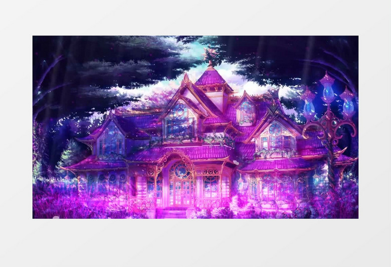 紫色森林城堡背景视频素材