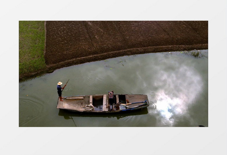 农民划船航拍视频素材