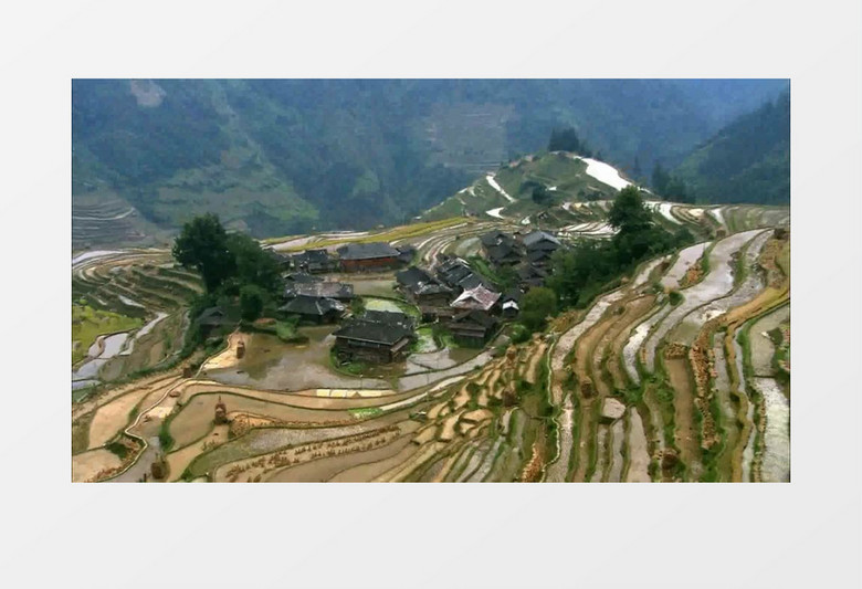 农村景色梯田航拍实拍视频素材