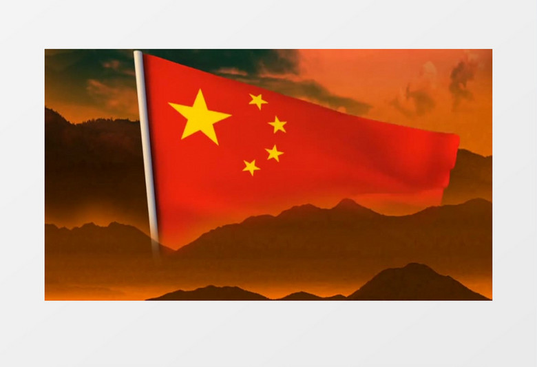 动画动态五星红旗飘扬背景视频素材