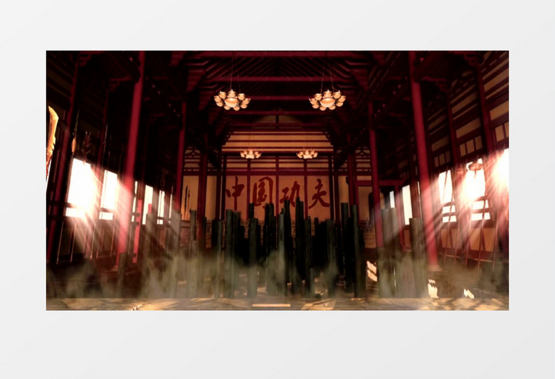 动画动态中国功夫梅花桩背景视频素材