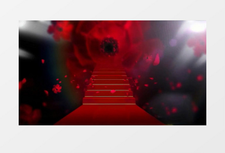 动画动态红玫瑰阶梯花瓣飞舞背景视频素材