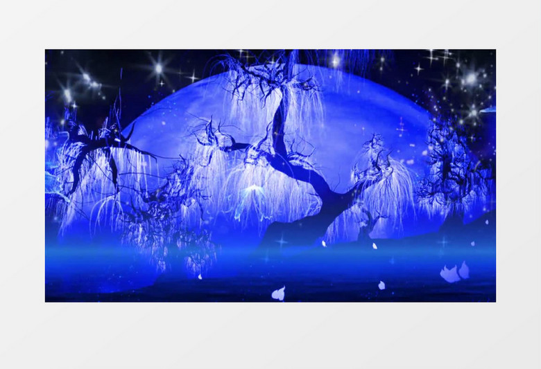 梦幻柳树和蝴蝶视频素材