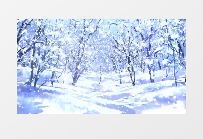雪花纷飞树林背景视频