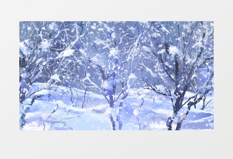 漫天雪花树林背景视频