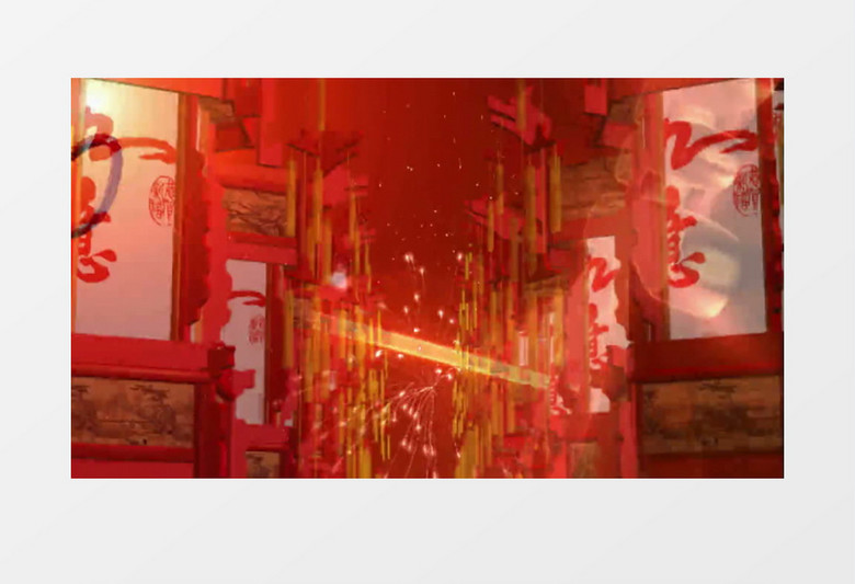 喜庆中国风烟花灯笼背景视频