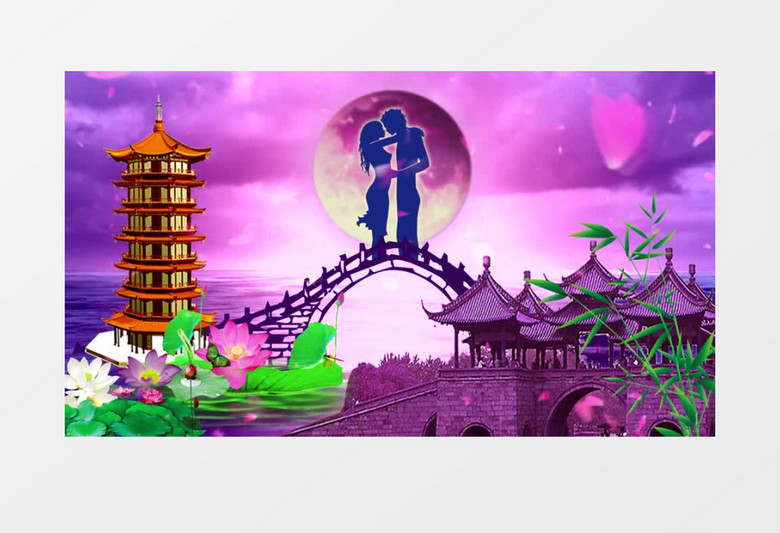 紫色西湖情侣相会视频素材