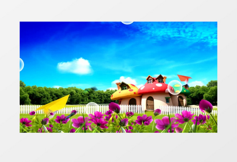 卡通清新农场蘑菇屋背景视频素材