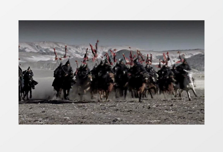 古代战场骑马征战战争背景视频素材