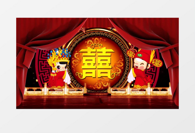 喜庆小两口婚礼现场背景视频