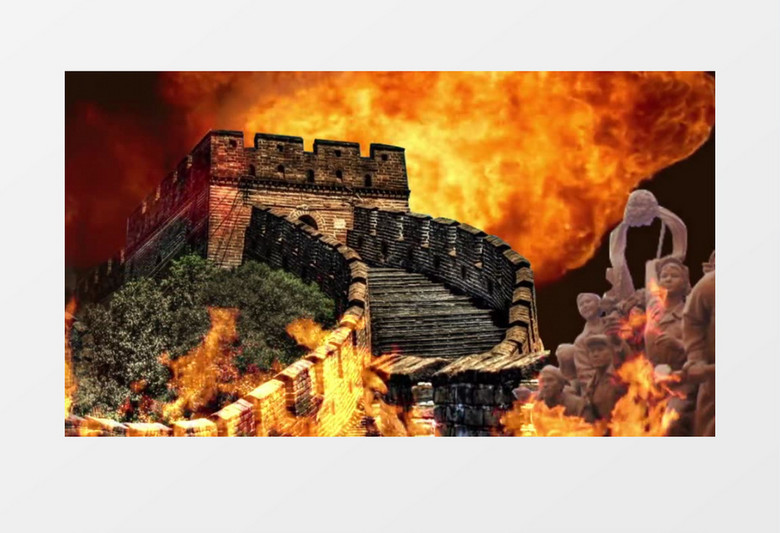 动画动态红军长征长城燃烧背景视频素材