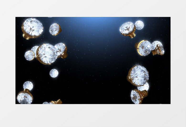 动画动态发光钻石飘落背景视频素材