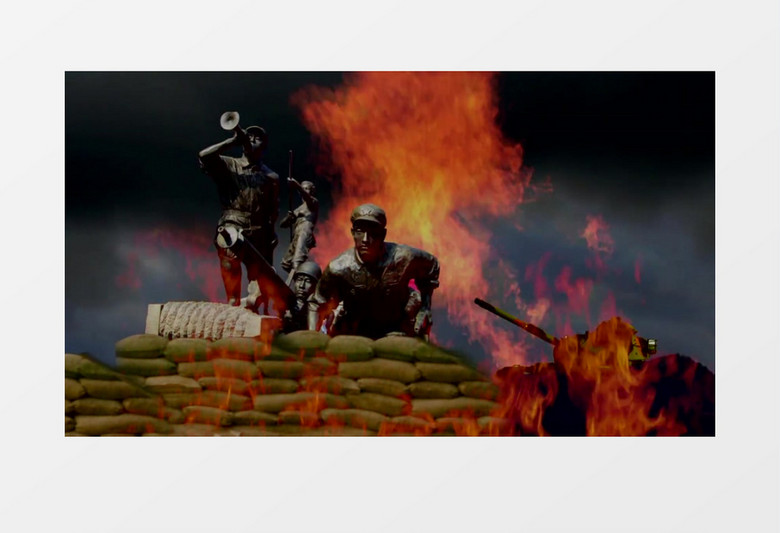 动画动态中国近代战争红旗飘扬背景视频素材