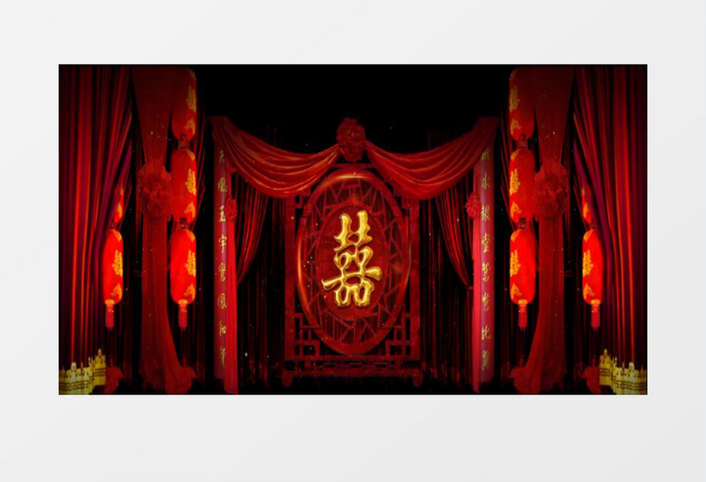 红色古典汉代中式喜堂视频素材