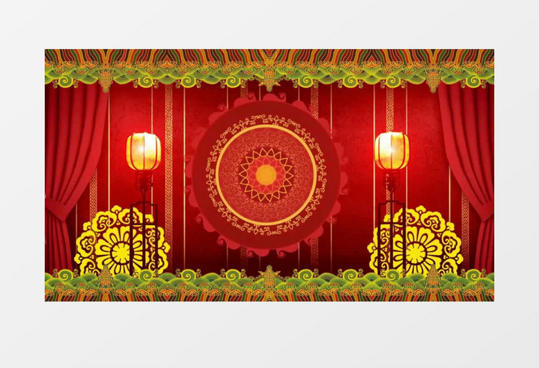 红色中式婚礼礼堂背景视频素材