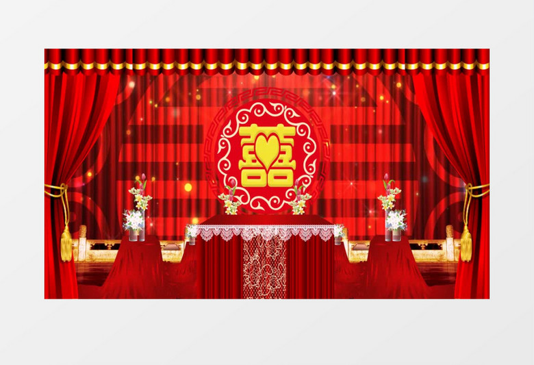 浪漫中式婚礼喜字礼堂背景视频素材