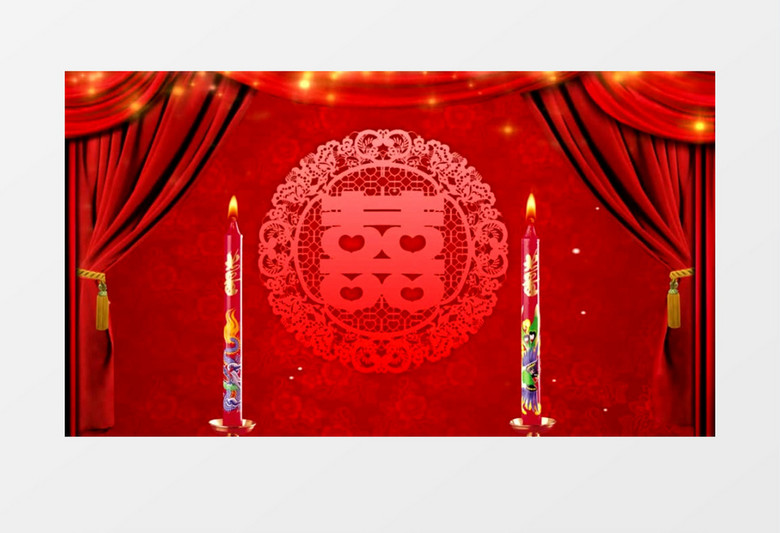 浪漫中式婚礼喜字红烛视频背景素材