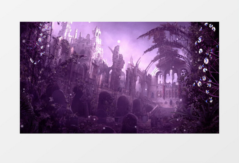 奇妙的紫色古城堡背景视频素材