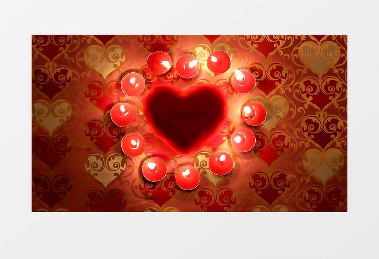 浪漫的燃烧的爱心蜡烛背景视频素材