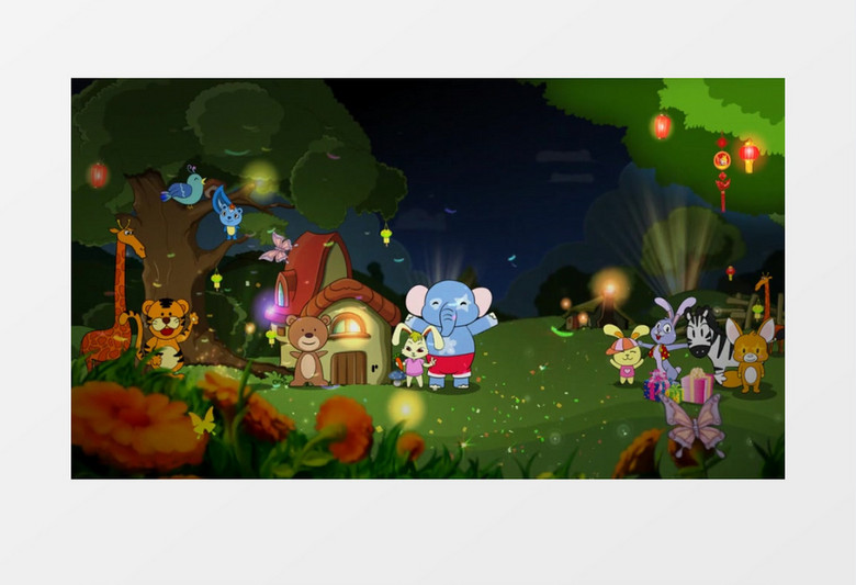 儿童卡通风格欢乐气氛草原动物园背景视频素材