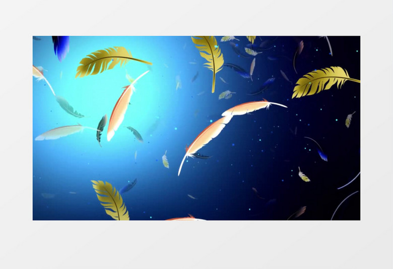 动画动态多彩羽毛飞舞飘落背景视频素材