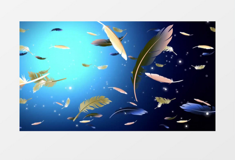 动画动态羽毛飞舞飘落背景视频素材