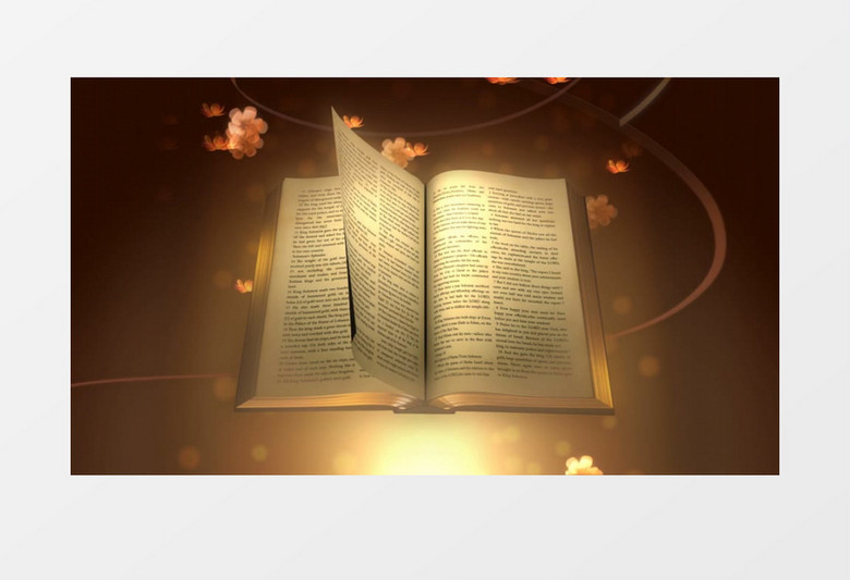 浪漫鲜花背景圣经翻页背景视频素材