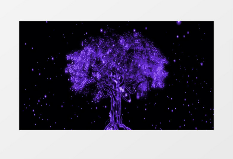 浪漫蓝色光效蝴蝶树背景视频素材