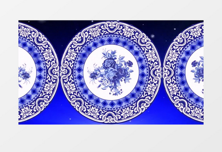 转动的中国风青花瓷背景视频素材