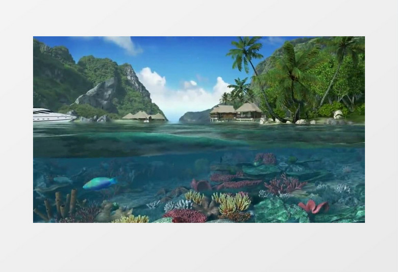 动画动态海边水底游鱼背景视频素材