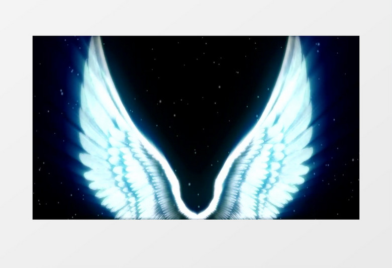 动画动态白色天使翅膀蓝色光芒背景视频素材