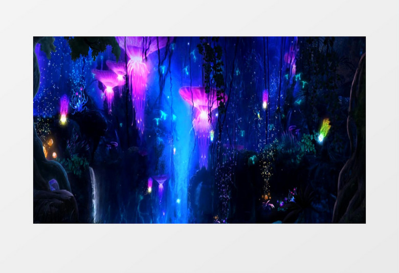 动画动态海底水母荧光丛林有音乐背景视频素材