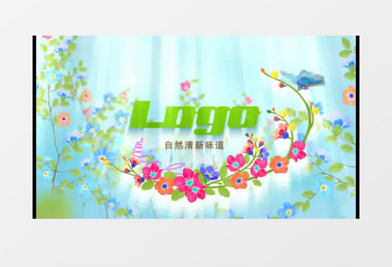 春天清新花丛蝴蝶logo开场动画AE模板