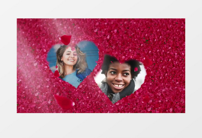 红色花瓣爱心形状婚礼婚庆AE视频模板