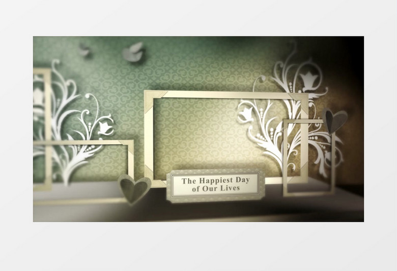 白色花纹中的婚礼回忆结婚照片AE视频模板
