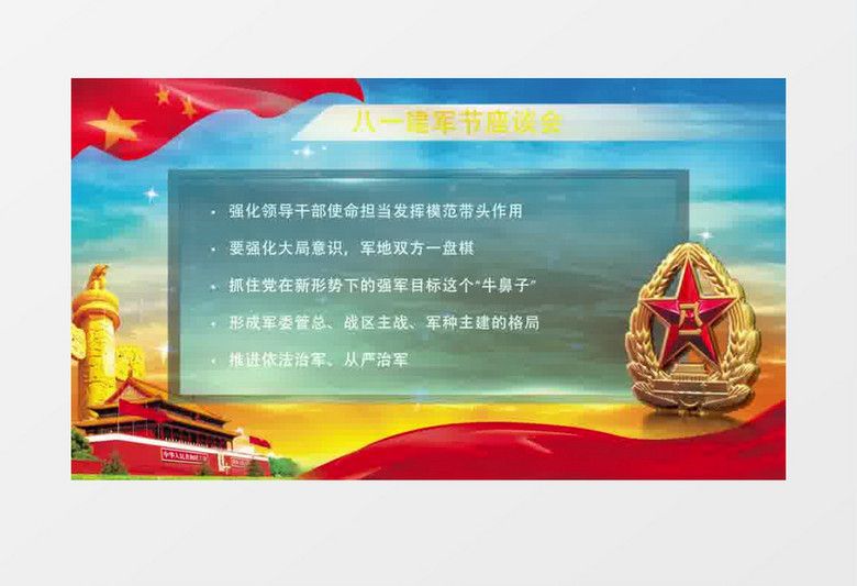 八一建军节重要会议文字内容展示AE视频模板